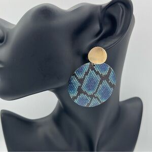 Stunning Iris Snake Skin Metal Dangle Drop Women's Earrings